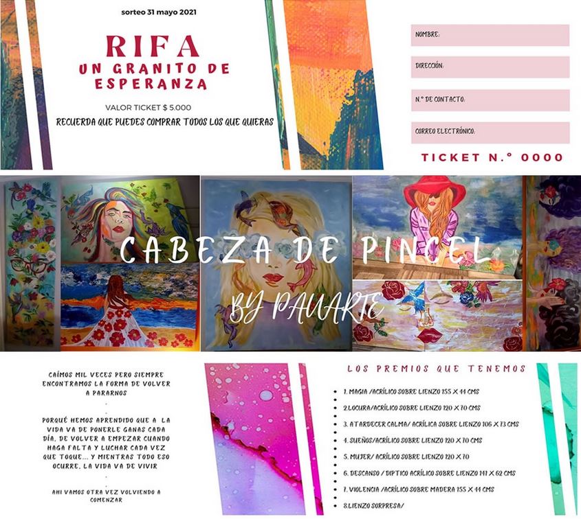5 Obras Acrílico sobre Lienzo de Cabeza De Pincel By PauArte 